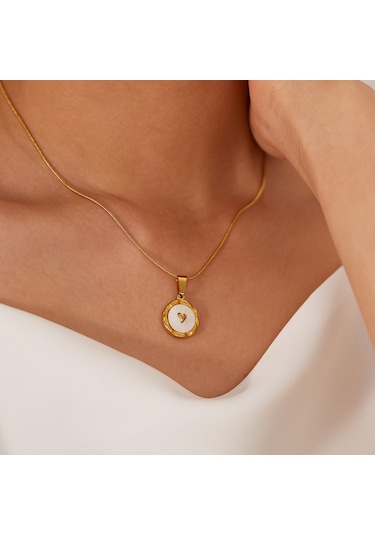 Sones Opk Gx2425 Paslanmaz Çelik Yuvarlak Kalp Kolye Mizaç Köprücük Kemiği Zinciri