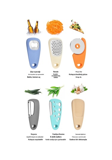 Aurora Mutfakaletleri, Pizza Bıçağı, Vanilyaşişeçaca, Planya, Sarımsaköğücüseti Çok Renkli