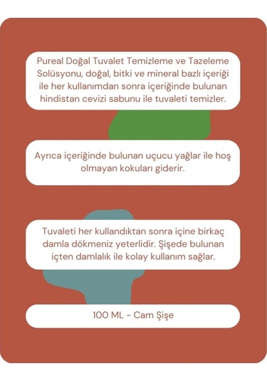 Pureal Doğal Tuvalet Temizleme Solüsyonu 100 Ml Tekli