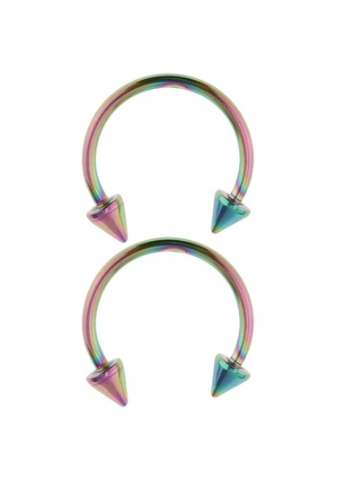 Suntek 16 Adet 16g Kavisli Halter Spike Burun Göbek Çok-renkli Çok Renkli