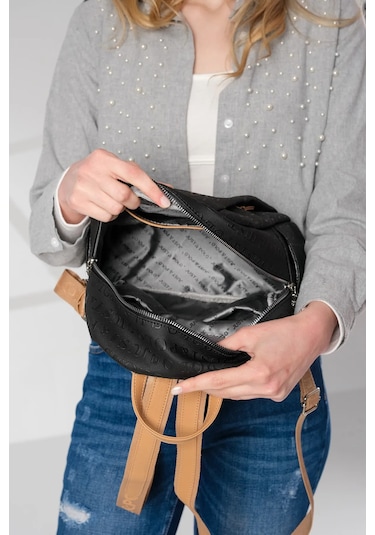 Just Polo Kadın Siyah Camel Büyük Boy Sırt Çantası