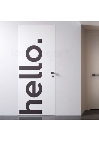 Hello Yazılı Dekoratif Duvar Kapı Sticker 150x45 Cm Siyah