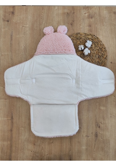 Bebek Dış Kundak Battaniyesi Pelüş Ayaklı Welsoft Uyku Tulumu Kışlık Mont Yenidoğan 0-12 Ay Pembe
