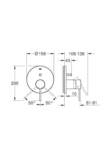 Grohe Eurocube Ankastre Banyo Duş Bataryası 2 Çıkışlı Divertörlü- Krom