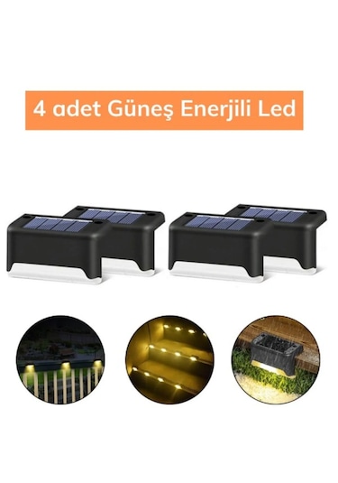 Qasul 4 Adet L Solar Led Güneş Enerjili Su Geçirmez Köşebent Led