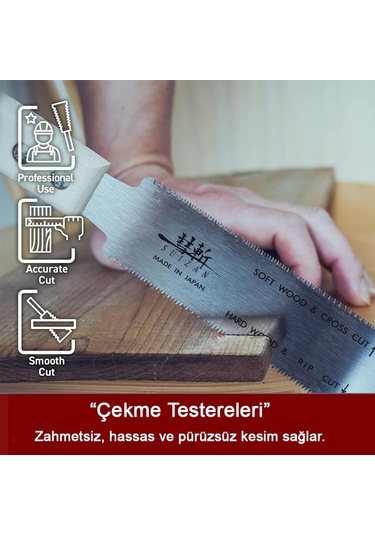 Suızan 2500 Mini Ryoba Japon Testere 15 Cm Ahşap Saplı