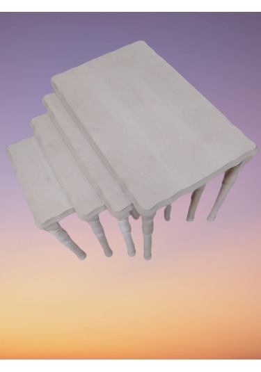 Zigon Sehpa SUKUT  Ahşap Kayın İnce Torna Ayak HAM MDF Kaplama Tabla EL Yapım