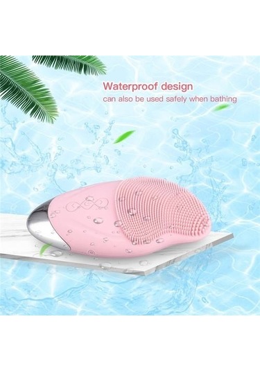 2 In 1 Göz Masaj Isıtma Silikon Yüz Masaj Fırçası Şarj Edilebilir 48 Nkcb2m Pembe