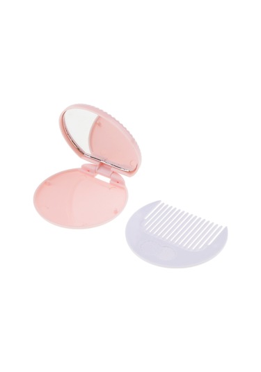 Suntek Taraklı Yuvarlak Cep Makyaj Aynası Pembe 2'li