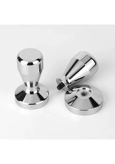 Moveevo 51mm Paslanmaz Çelik Kahve Tamperı - Ev Kullanıma Uygun, Dengeleyici Fonksiyonlu Katı Basma Aleti Gümüş