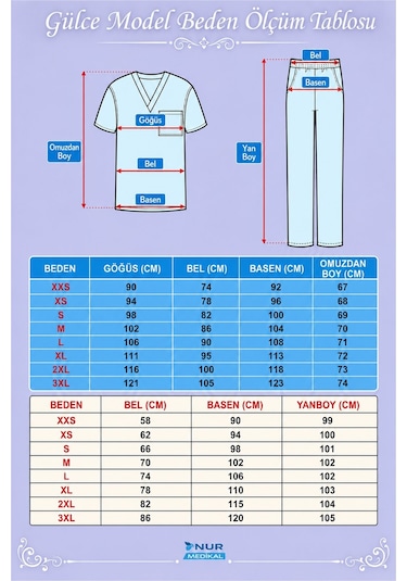 Gülce Model Lacivert Renk Scrubs Kadın Doktor Hemşire Üniforma Takımı