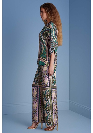 Gömlek Yaka Çok Renkli Desenli Gömlek Çok Renkli