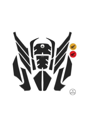 Honda Forza250 2025 İle Uyumlu Kaydırmaz 6d Karbon 19 Parça Tank Pad Seti Gc20 KARBON