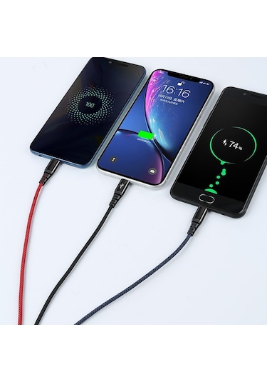 Mcdodo CA-6220 3in1 Lightning+Micro USB+Type-C Çoklu Şarj Kablosu 2.4A 1.2 M Siyah