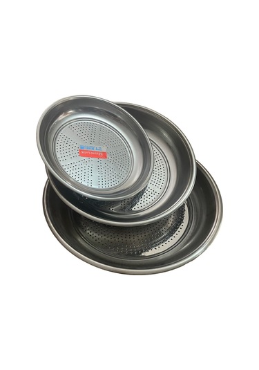 Mobilreyon Paslanmaz Krom Süzgeç Süzek Ilistir 3 Adet 25-30-35 Cm