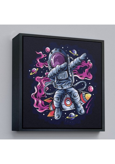 Çerçeveli Dans Eden Astronot Kanvas Tablo-5069