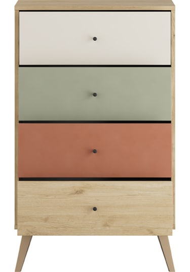 Terra 4 Çekmeceli Şifonyer-florida Meşe/karışık Renk 60x99x44 Cm Meşe