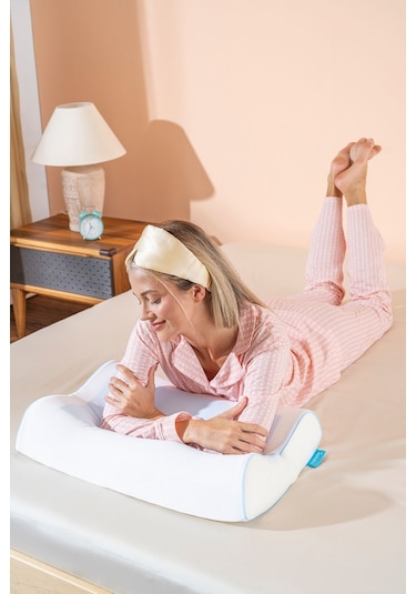 Visco Yüksek Ortopedik Boyun Destekli Serinleten Jelli Yastık 60x40x14/12cm Beyaz
