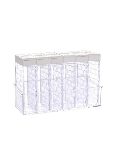 Novahub Gri 6-ın-1 Şeffaf Baharat Tuz Şeker Kavanozu, Mutfak Konteyneri, Dayanıklı Mutfak Aksesuarı Gri