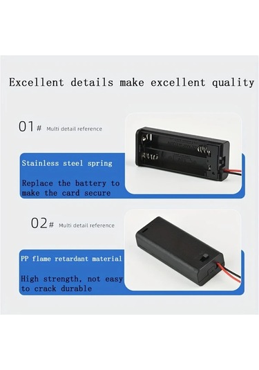 Hightower 1 2 3 4 Yuvalı Aa Pil Yuvası Açma Kapama Anahtarlı Siyah Plastik Kutu