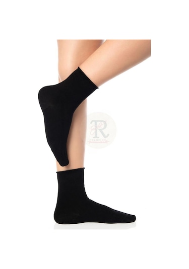 Trampler Unisex 3 Çift Bambu Çorap Lastiksiz Siyah Soket Çorap Sıkmayan Çorap Siyah