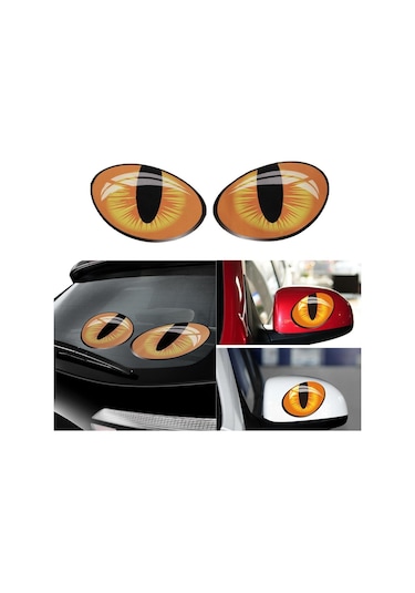 Oto Sticker Kedi Gözü 3D Arma Araba Logo Sağ - Sol 2 Adet (425370157)