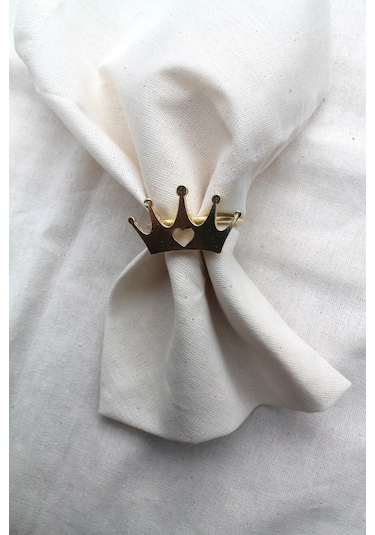 6 Adet Dekoratif Gold Queen Peçete Halkası - Napkin Ring