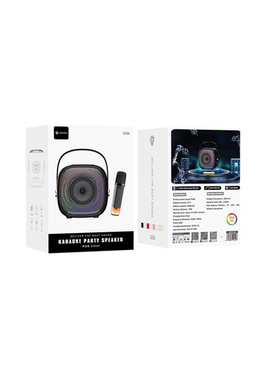 Lenyes S226 Rgb Işıklı Askılı Mikrofonlu Bluetooth Speaker Hoparlör V5.3 Siyah