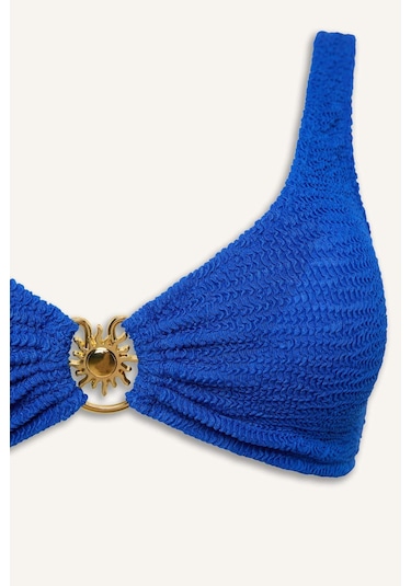 Defacto Regular Fıt Kırışık Dokulu Sax Mavi Bikini Üstü E0206ax26smbe114 Mavi-be114
