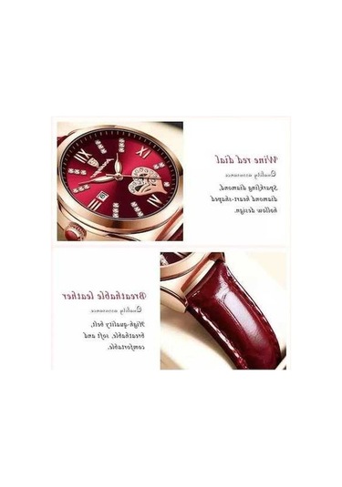 Novahub Kırmızı 2024 Kadın Saat Moda Deri Romantik Lüks Bayan Izle Su Geçirmez Kuvars Tarihi Marka Kol Saati Kırmızı