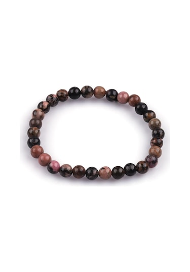 Rodonit Doğal Taş Bileklik 6mm Küre Kesim Çok Renkli