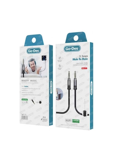 Go Des GAC-217 3.5 mm Aux Kablo Audio Stereo 2 metre Ses Kablosu - ZORE-220414