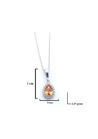 Ferizz Zirkon Taşlı Su Damlası Gümüş Kolye Gk-337