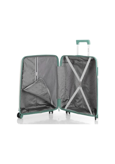 Mçs 3lü Set Kırılmaz Silikon Seyahat Valizi Bavulu V305 Kemik Su Yeşili Bej