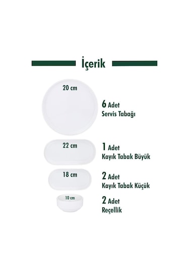 Bambum Vera - 11 Parça Kahvaltı Takımı Yuvarlak Beyaz