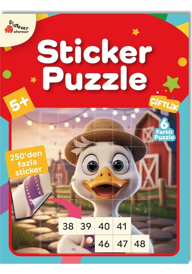 Playever Sticker Puzzle - Çiftlik, Çıkartmalı Yapboz Etkinlik Kitabı