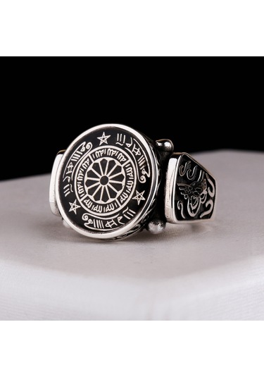 Fkgümüş 925 Ayar Gümüş Osmanlı Tuğralı Rufai Gülü Erkek Yüzük Silver