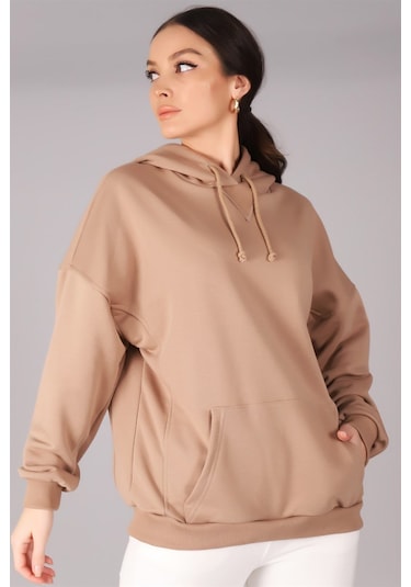 Sweetness Kadın Bej Kapüşonlu Sweatshirt Bej
