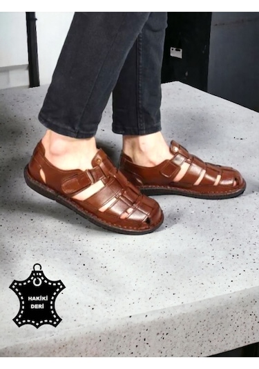 Magic Shoes Hakiki Deri Ortopedik Erkek Sandalet Taba