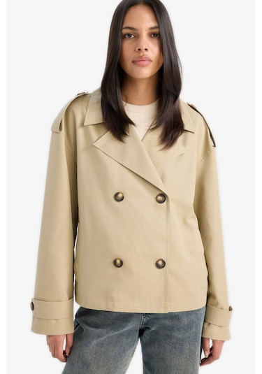 Defacto Regular Fit Cepli Kemerli Kısa Trençkot E8581ax25aukh405 Haki Defacto Regular Fit Cepli Kemerli Kısa Trençkot E8581ax25aukh405 Haki