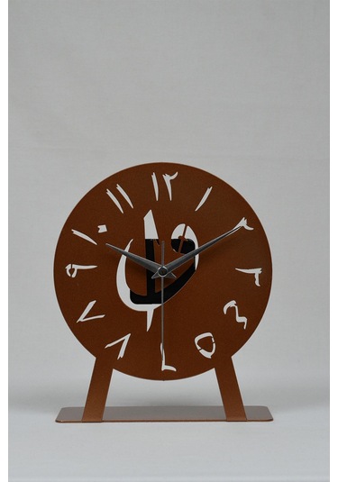 Elif-vav Model Metal Lazer Kesim Akar Sessiz Mekanizmalı Masa Saati Bakır