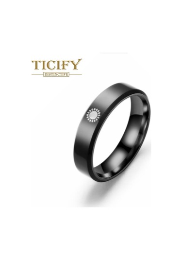 Siyah Fasulye Tasarım Sensörü Titanyum Çelik Halkaya Karşı Çift Ay Yıldız Güneş Halkası