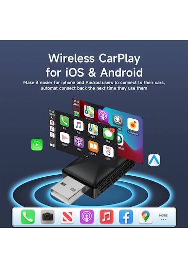 Araç Içi App Android Cihazlar Için 2in1 Usb Mini Carplay Adaptörü
