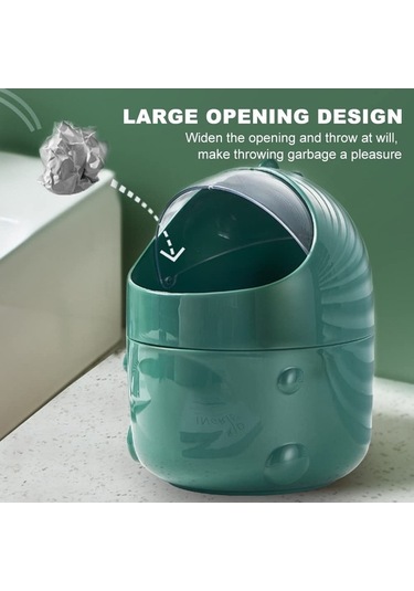 Fastbuy Mini Çöp Kutusu, Küçük Kapaklı Masaüstü Çöp Kutusu, Yeşil, Ofis İçin Masa Üstü Çöp Kutusu