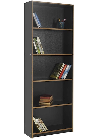 Modern 5 Raflı Kitaplık-antrasit-kontra 64x182x26 Cm Gxyxd