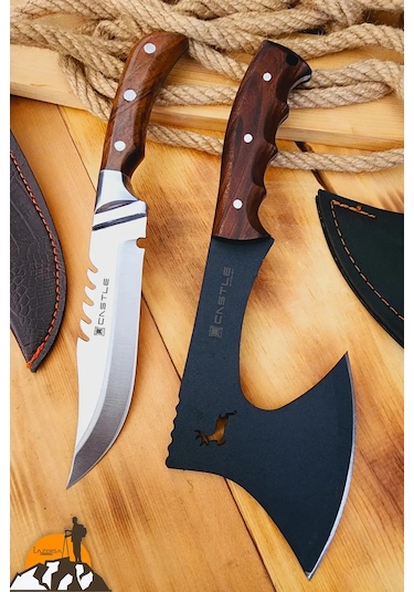 Ceviz Sap Outdoor Balta Kamp Bıçağı Çakısı Kılıflı Kmp-015 Kahverengi