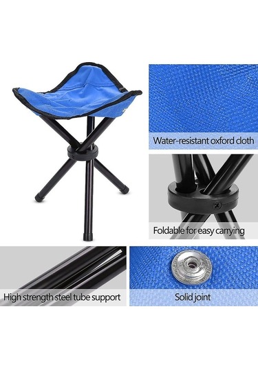 Bloomnest Taşınabilir Katlanır Tripod Sandalye - Kamp Piknik Balıkçılık Seyahat Mavi S Altın-siyah Altın - Siyah
