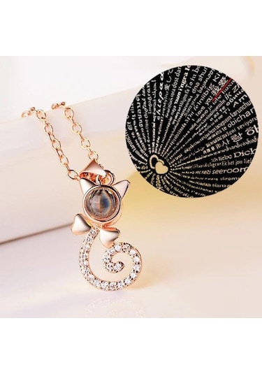 Saatcaddesi Sevgiliye Hediye 100 Dilde Seni Seviyorum Sevimli Kedi Kolye