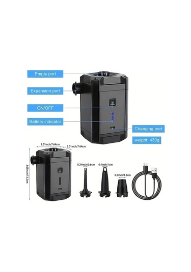 Xuweiwei Siyah Taşınabilir Çift Amaçlı Şarj Edilebilir Kablosuz Hava Pompası Şişme Yatak Havuz Simitleri İçin