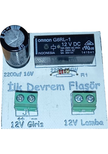 İlk Devrem Adaptörlü Soketli Lambalı Flaşör Devresi - Monteli Beyaz